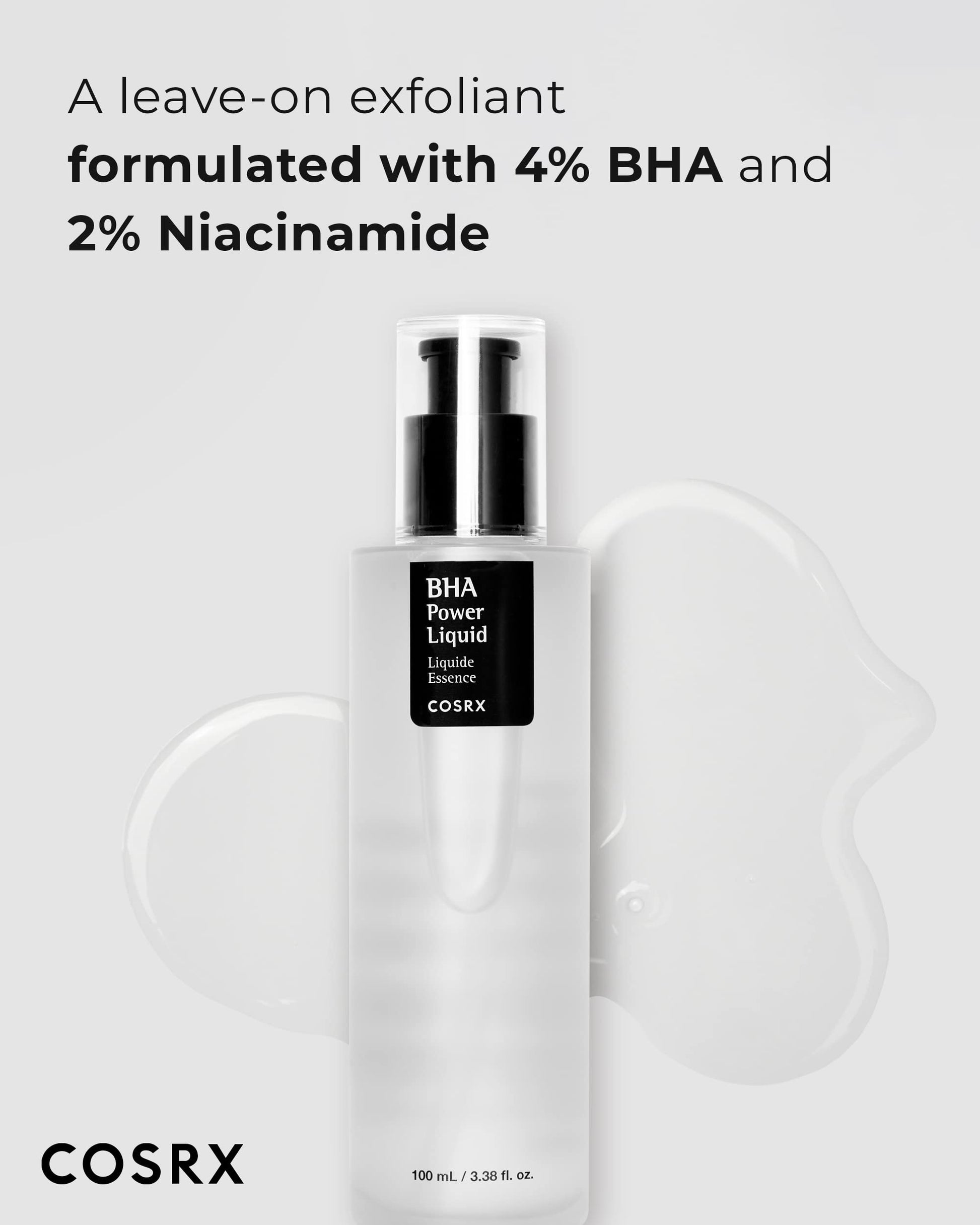 COSRX Niacinamide 2% + BHA 4% Blackhead Exfoliant Korean Toner, 3.38fl.oz