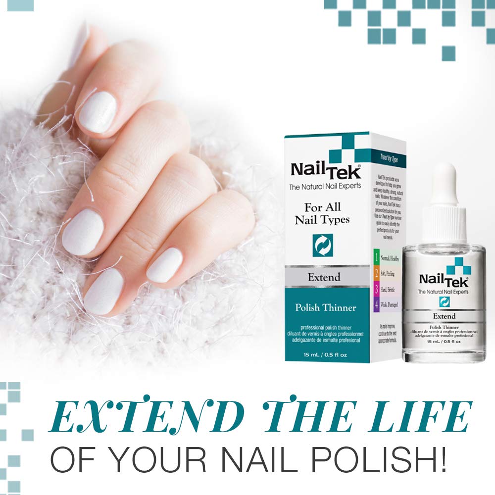 Nail Tek Extend Nail Polish Thinner – Thins Thick Polishes for Smoother Consistency & Longer Use, 0.5 oz, 1 Pack