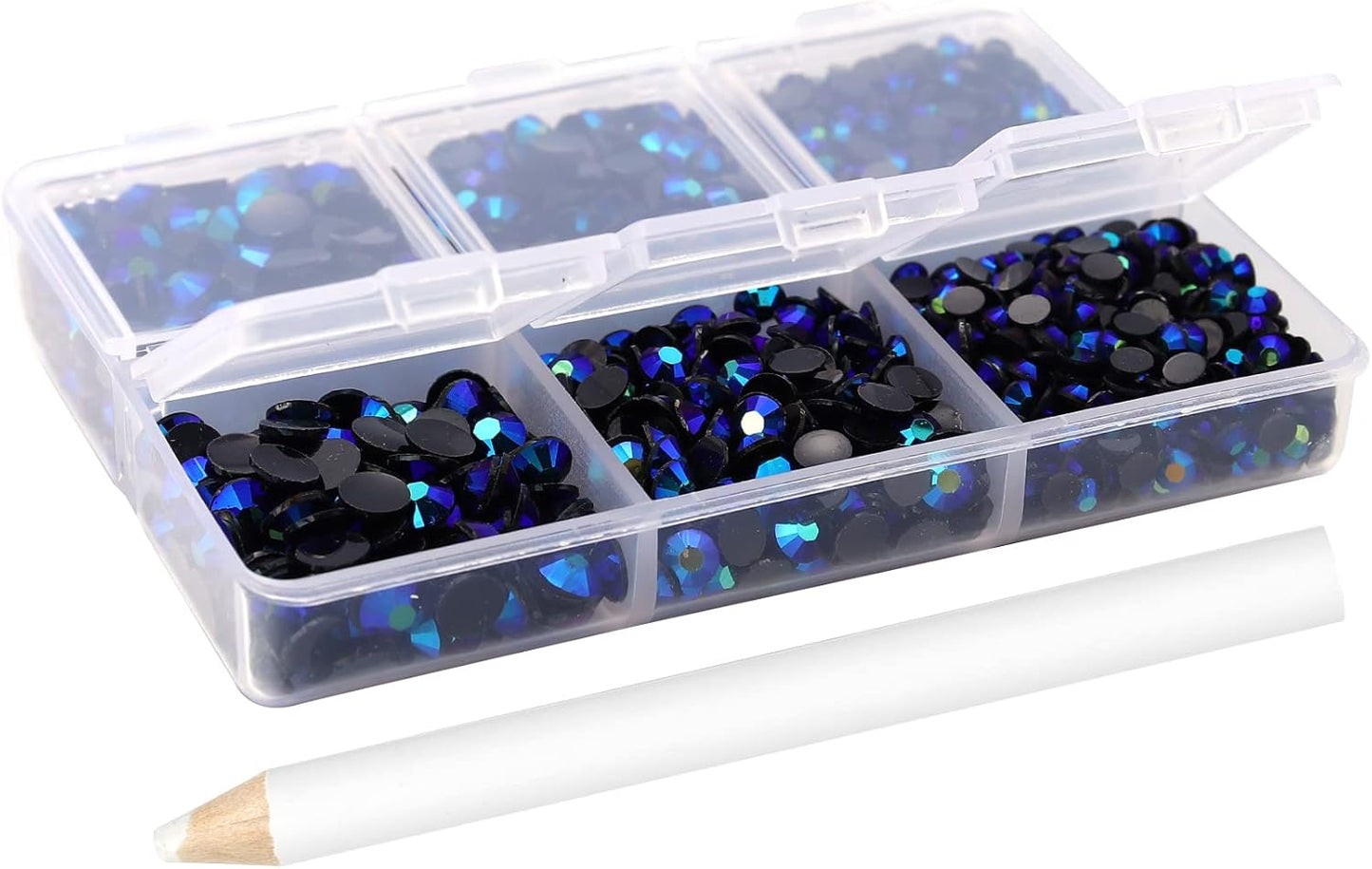 Multi Size 3mm 4mm 5mm Rhinestones Set for Nails Crafts Navy Blue Non Hotfix Rhinestones Nail Gems Rhinestone Jelly AB&Round Flat Back Resin Rhinestone for Makeup Clothes Shoes Eyes Bottles Crafts