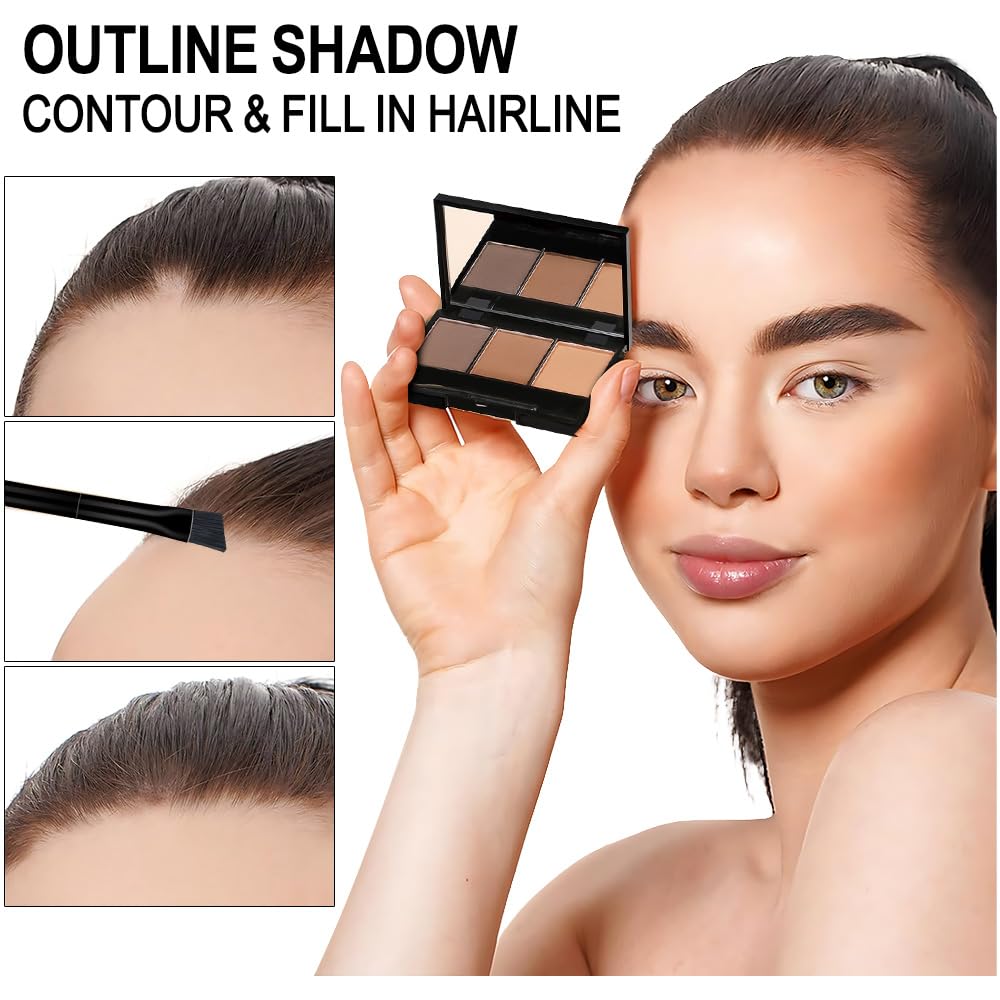 Eyebrow Powder Dark Light Brown Grey Kit,Eye Brow Powder for Women with Brow Brush,Long-Lasting Waterproof Three Colors Brow Filler Get Full Defined Natural Brows,Brown Eyebrow Powder Makeup