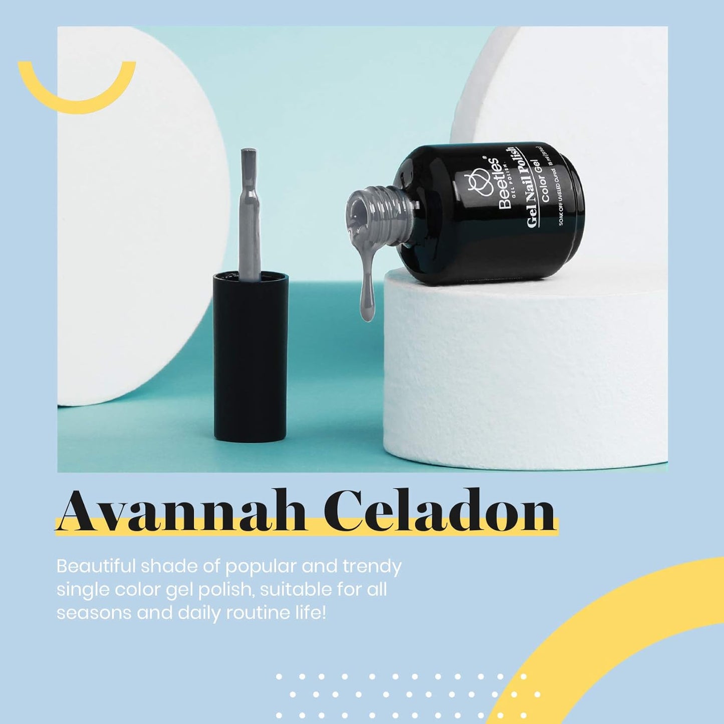 Beetles Grey Gel Nail Polish - Fall Elegance All Season Gel Polish Soak Off U V LED Nail Lamp DIY Home Salon Manicure Nail Art 0.51 Oz Gifts for Women