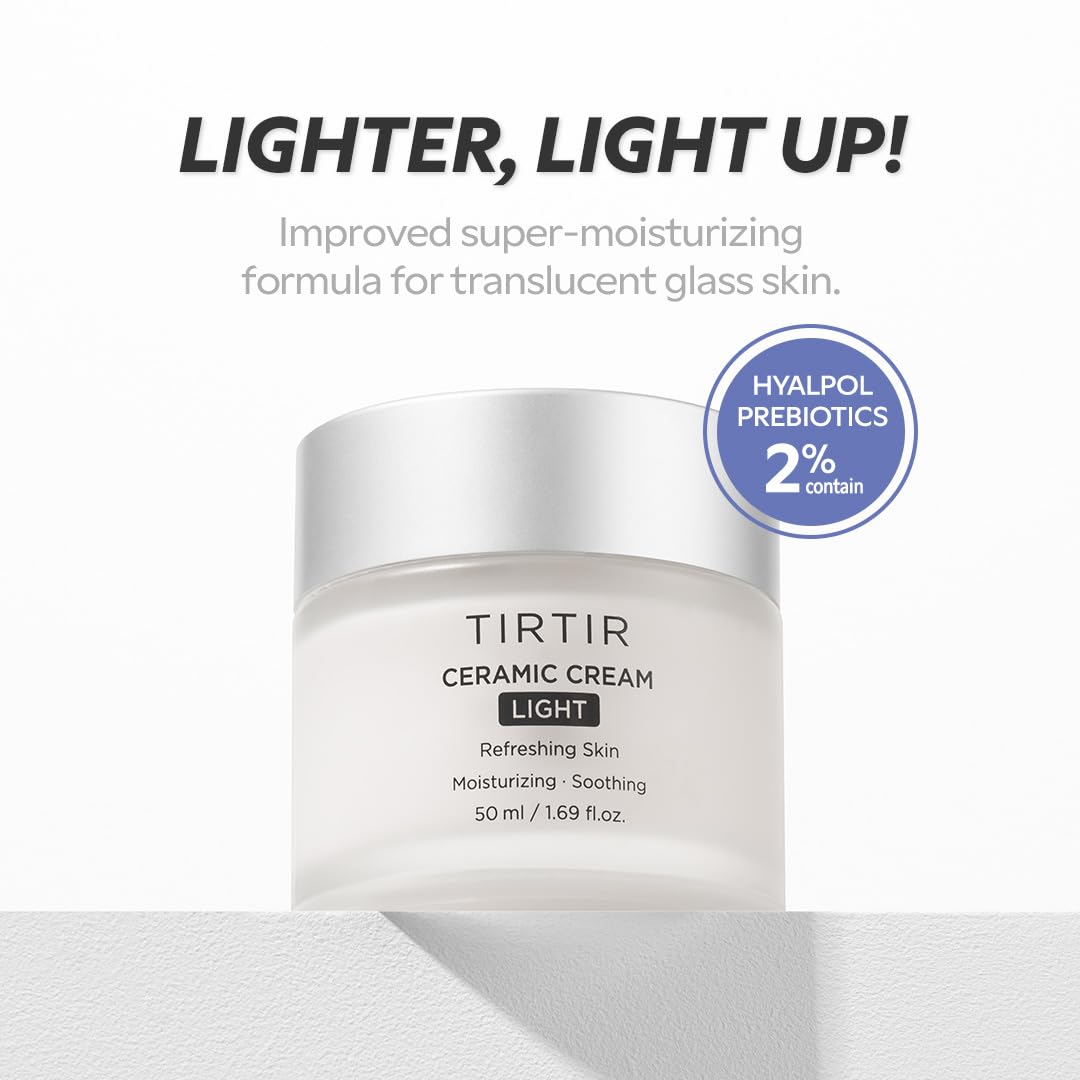 TIRTIR Ceramic Cream Light | Deep moisturizer for Glass Skin, Polyglutamic acid, Centella Asiatica