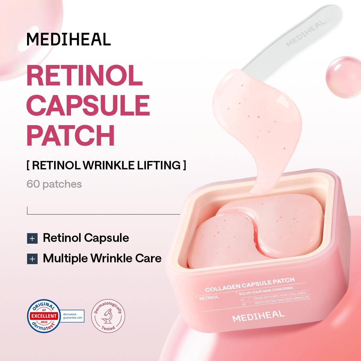 MEDIHEAL Retinol Collagen Capsule Eye Patches (60 Count) Wrinkles & Firming