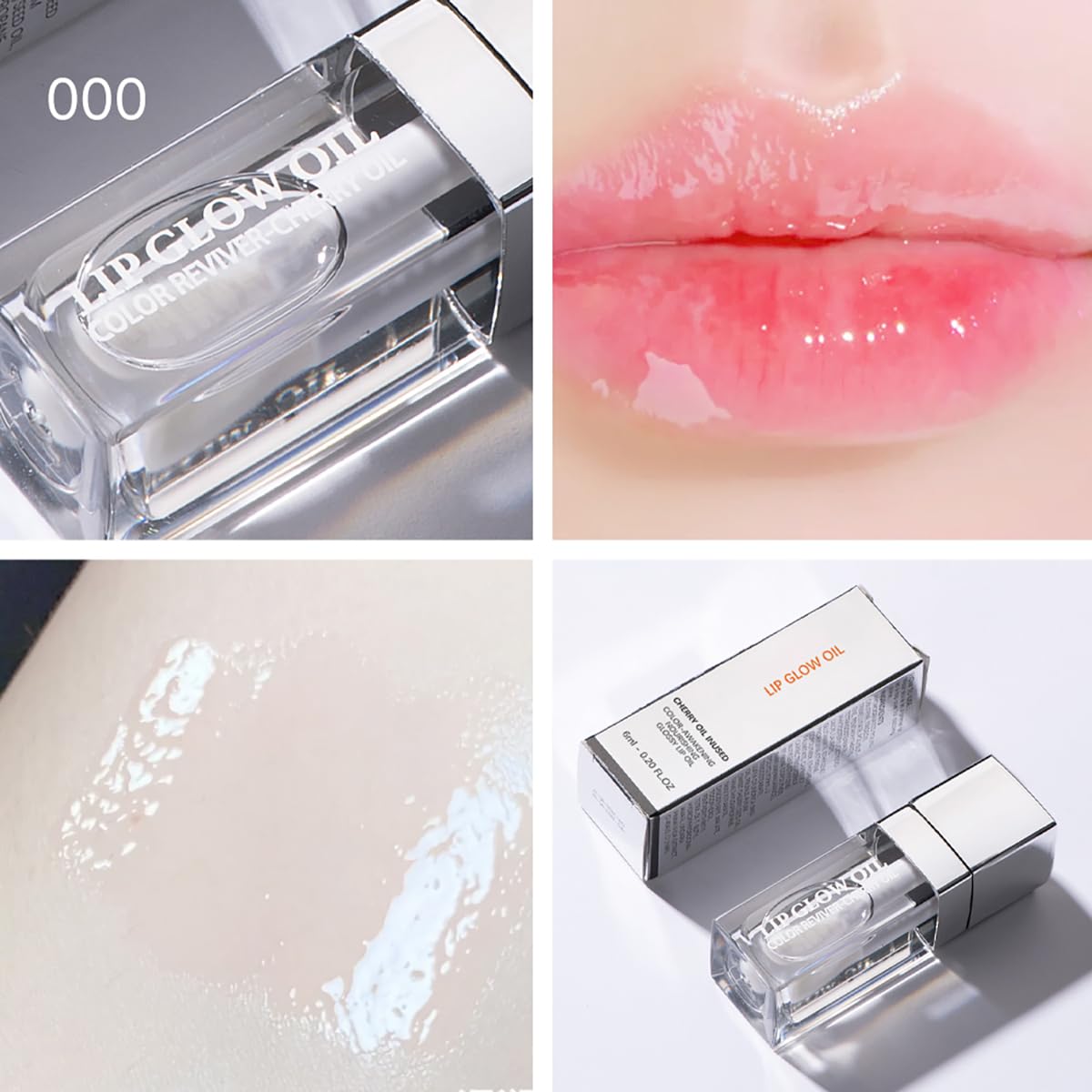 Hydrating Lip Glow Oil Moisturizing Plumping Lip Tint Lip Gloss Transparent Lip Balm Long Lasting Nourishing Repairing Lightening Lip Lines (000# CLEAR)