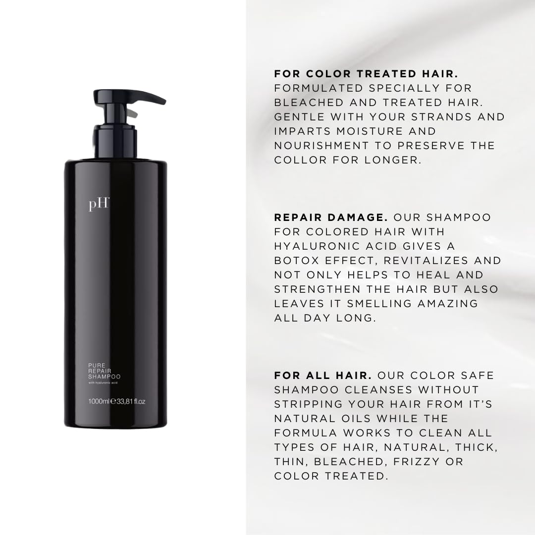 pH PURE HAIR Repair Moisturizing Shampoo 33.8 Oz - Hydrating Shampoo for Dry, Damaged & Color-Treated Hair - Revitalizing, Nourishing Formula to Restore Softness, Shine & Strength