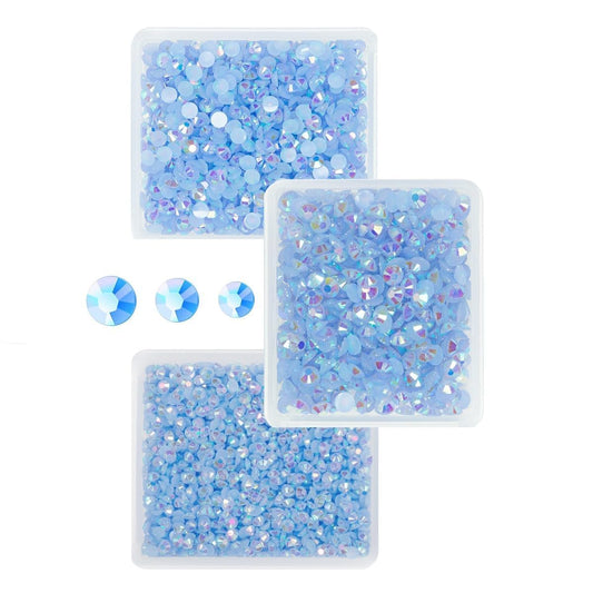 Light Blue AB Resin Rhinestones for Crafting 3mm 4mm 5mm Baby Blue Flatback Jelly Stones Bulk SS10
