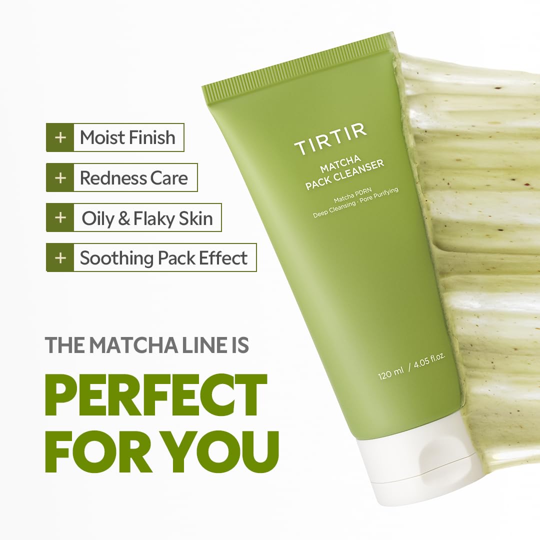 TIRTIR Matcha Pack Cleanser | Deep Pore Cleanser & Exfoliating Face Wash, Gelato-to-Foam, 2-in-1