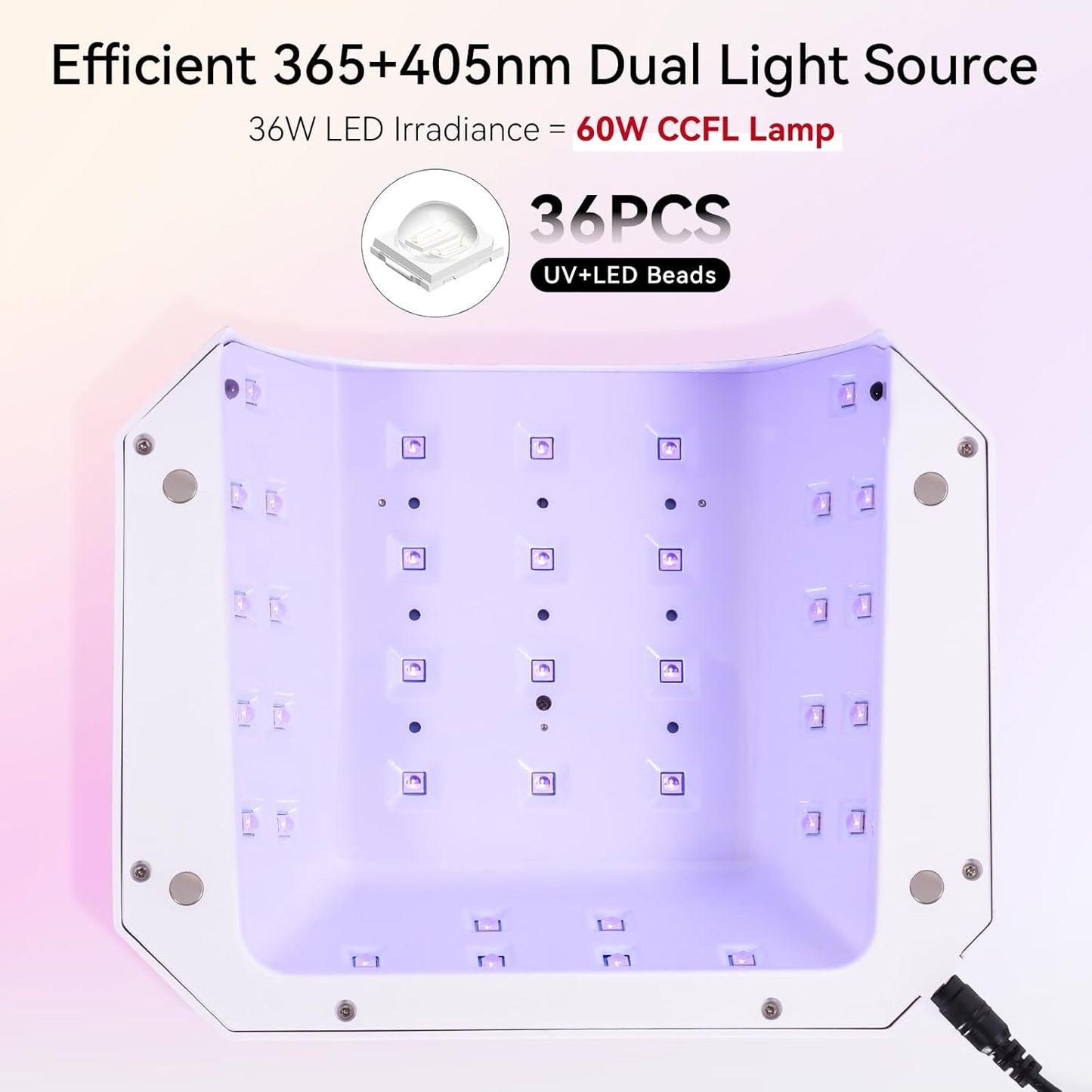 Makartt UV Nail Lamp: LED Light for Gel Polish 36W Nails Curing Dryer with 4 Timer Setting Display Auto Sensor, Professional Flash Cure Lamp for Salon & Home