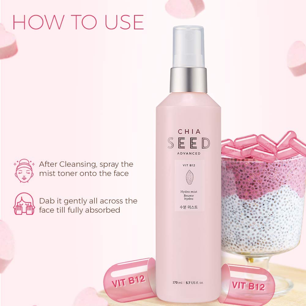 THE FACE SHOP Chia Seed Hydro Hydrating Mist | Mild Soothing Watery Mist with Instant Hydration &