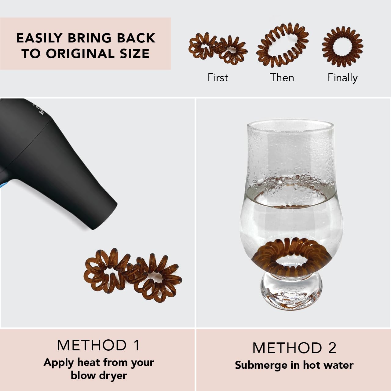 Kitsch Spiral Hair Ties for Women- Durable Hair Accessories- Brunette, 4pcs