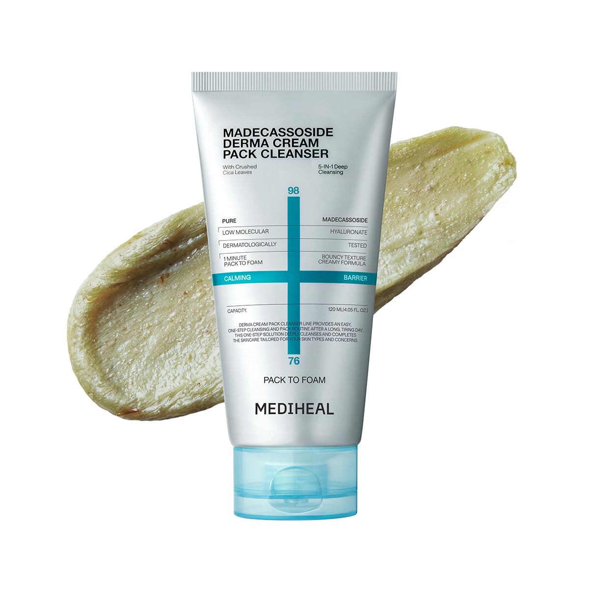 MEDIHEAL Madecassoside Derma Cream Facial Cleanser, Wash Mask (4.06 fl oz)