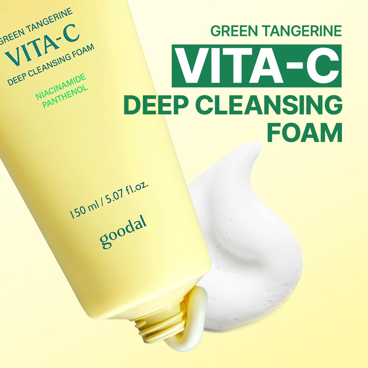GOODAL Green Tangerine Vitamin C Cleansing Foam for Sensitive Skin | Gentle Formula for Deep
