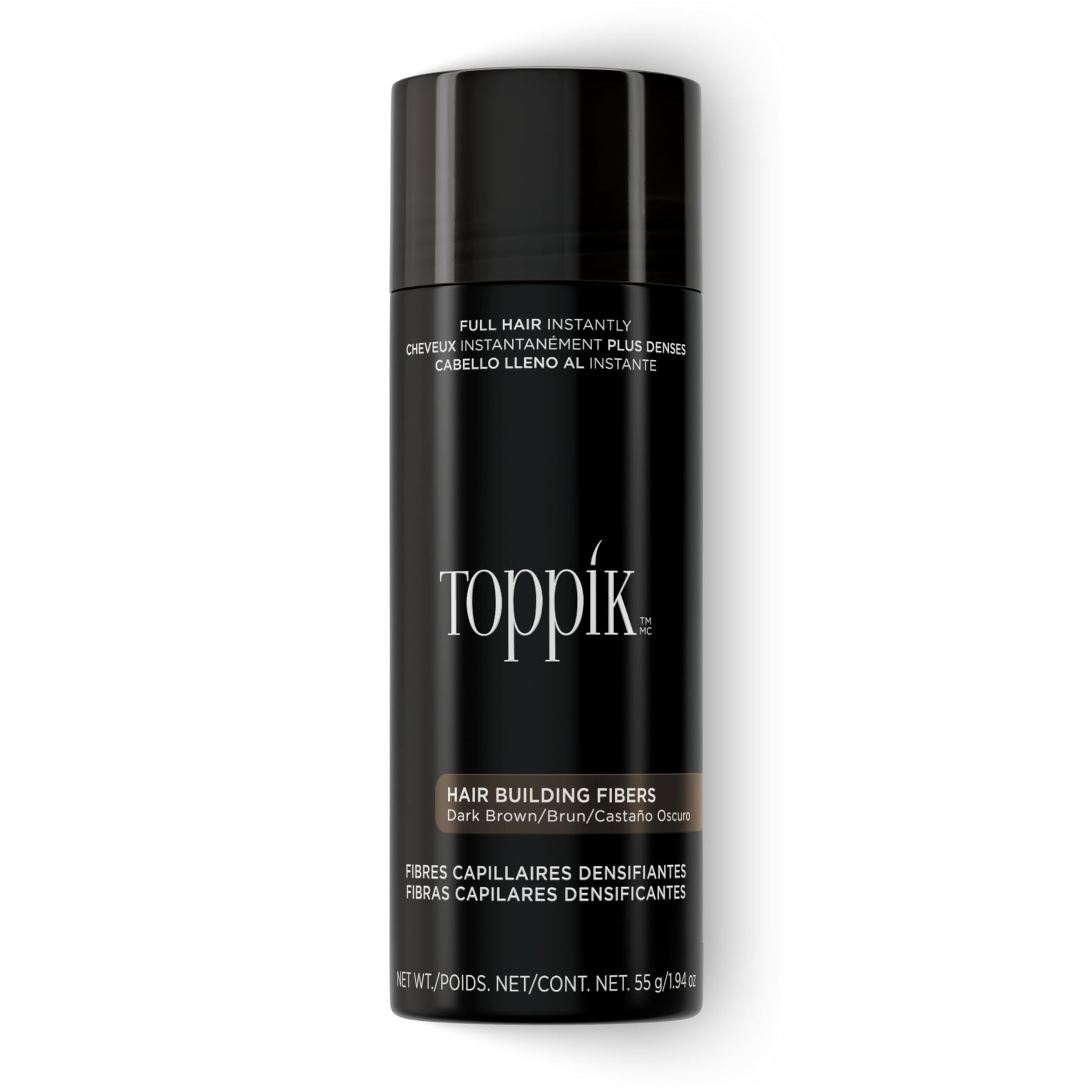 Toppik Hair Building Fibers, Dark Brown, 55g Fill In Fine or Thinning Hair, Instantly Thicker