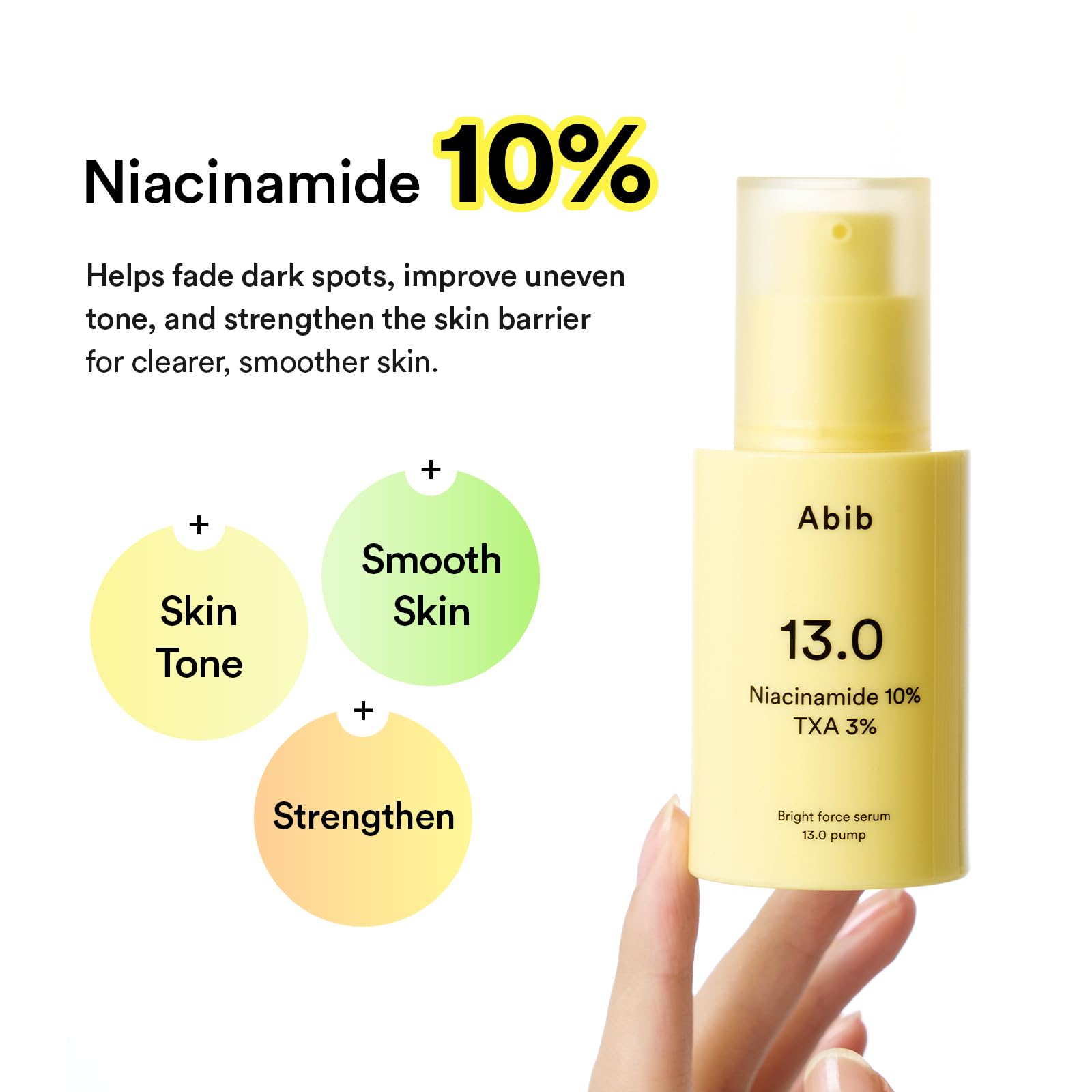 Abib Bright Force Serum 13.0 Pump, 10% Niacinamide + 3% TXA, 1.01 fl.oz, Brightening Serum for