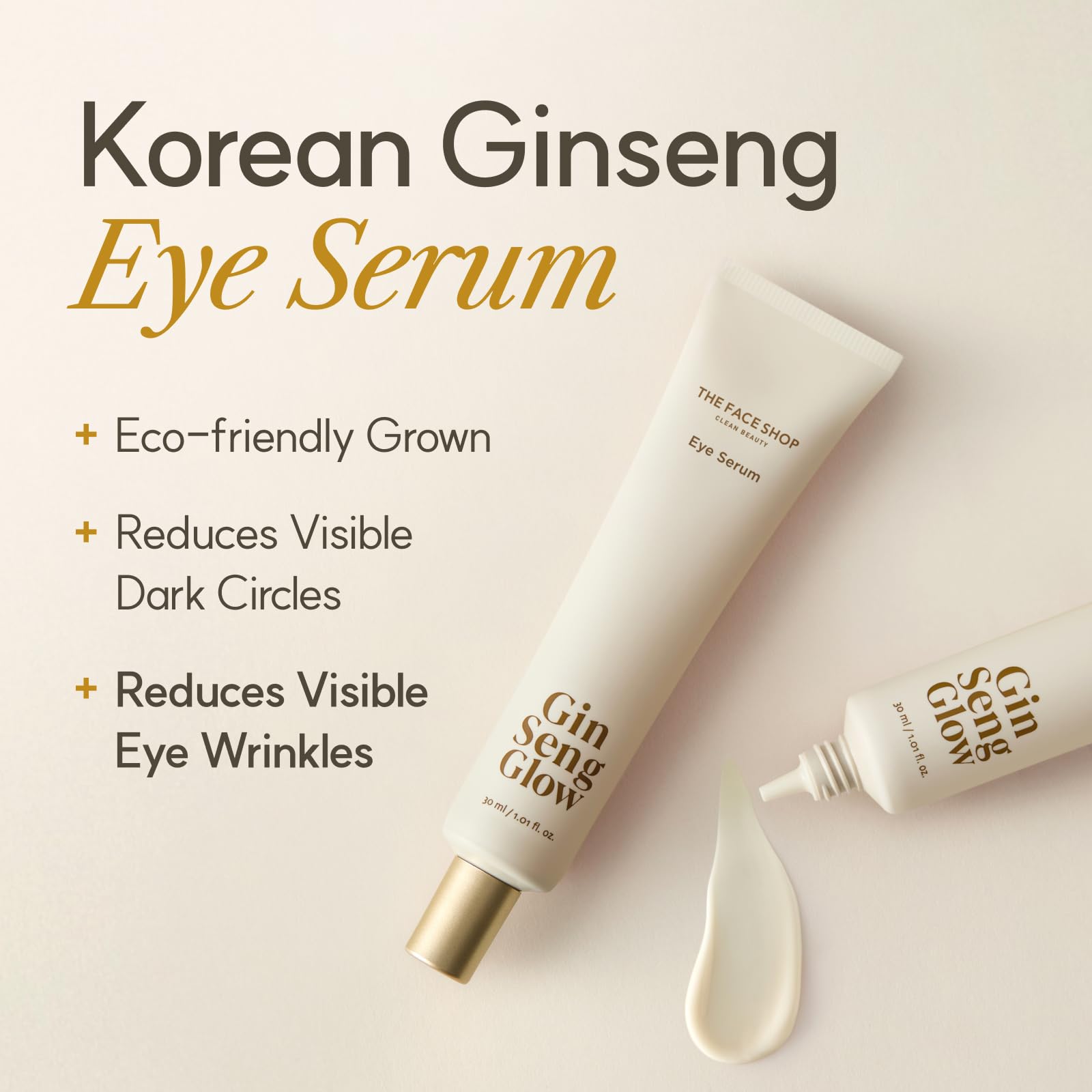 The Face Shop Ginseng Glow Eye Serum - Reduces Visible Dark Circles & Wrinkles, with Korean