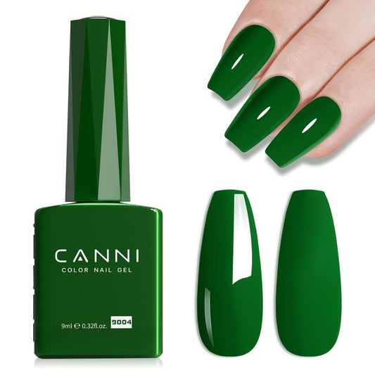 CANNI Green Gel Nail Polish, 1Pcs Emerald Dark Green Color Gel Polish Nail High Gloss Soak Off UV