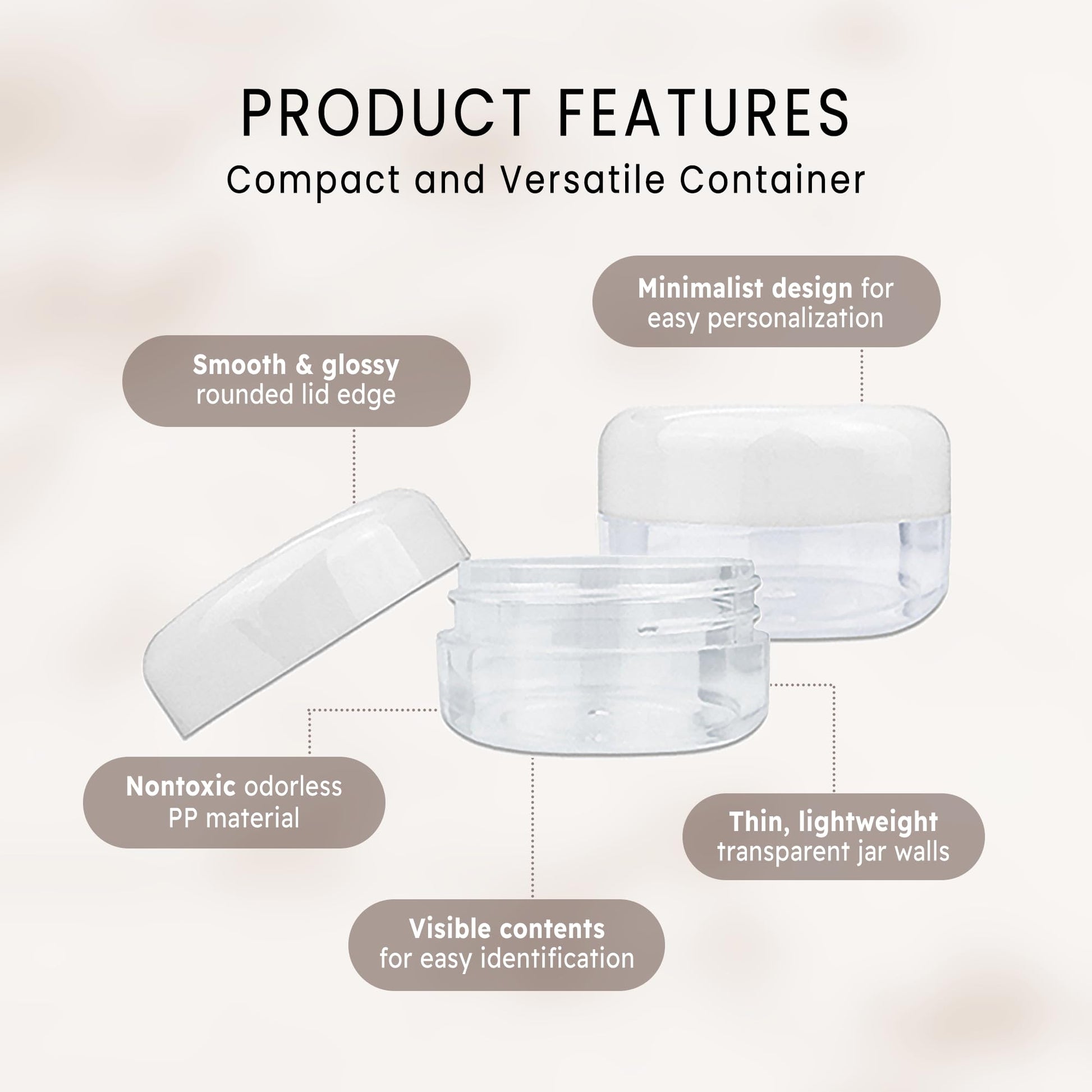 (Quantity: 12 Pieces) Beauticom 15G/15ML (0.5oz) Clear Round Jar with White Lids for Cosmetics