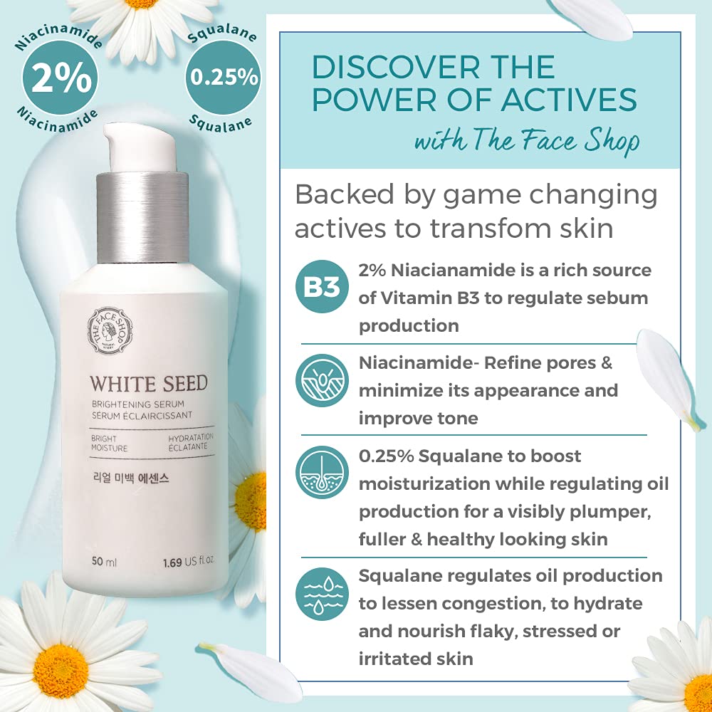 The Face Shop Whiteseed Brightening Serum | Deep Skin Brightening, Boost Moisturization & Pore