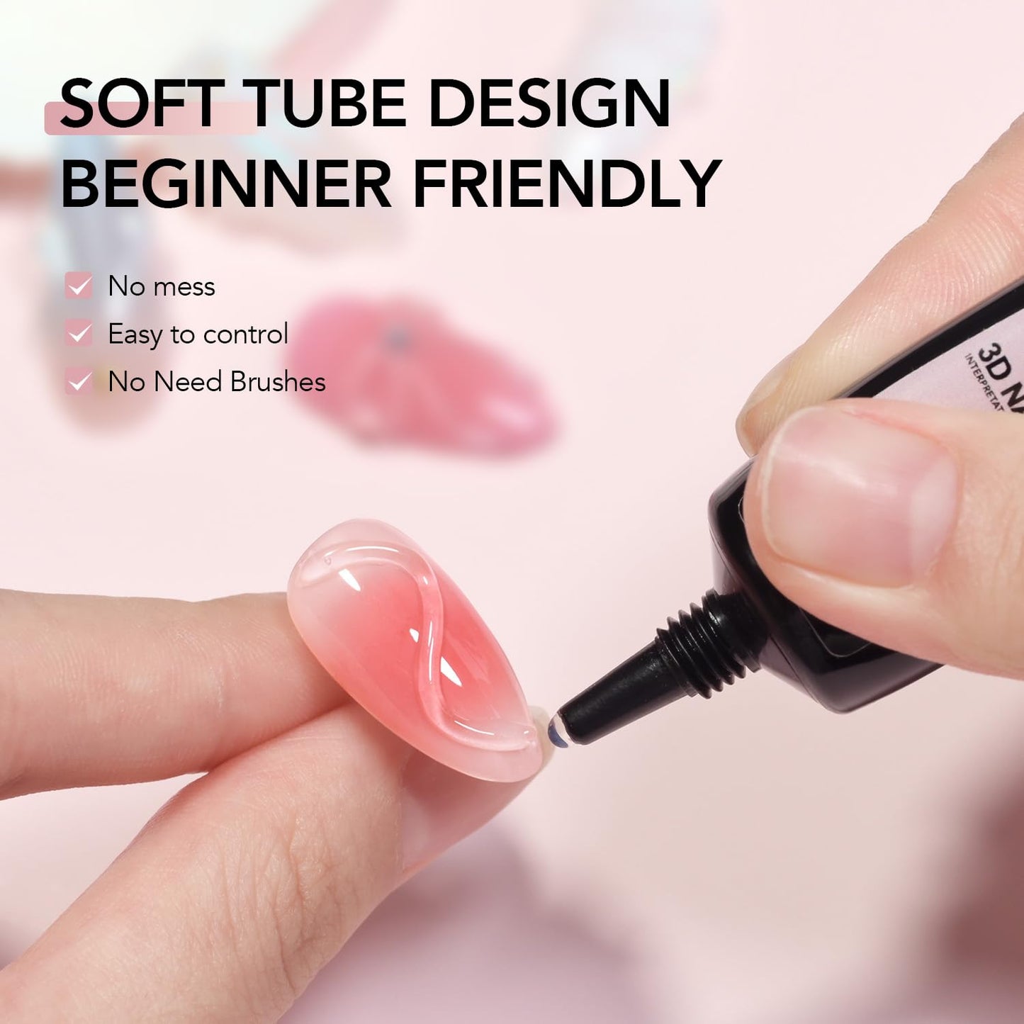 GAOY 2Pcs 3D Nail Gel, Clear Sculpting Gel for Carving, Molding & Painting Nail Art Designs, Glue for Rhinestone Gems Decoration