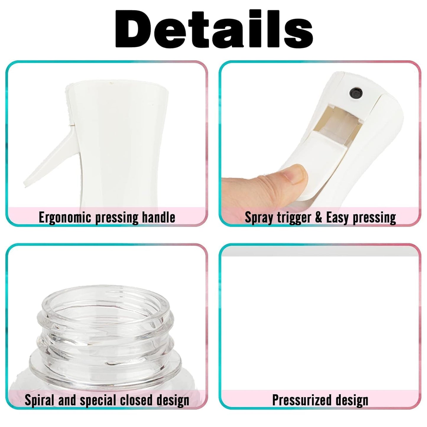 Spray Bottle for Hair (10.15OZ /300ML) Continuous Ultra Fine Mist Sprayer for Hair, Salons, Barber, Plants, Skin Care, Cleaning Red Blue Gradient