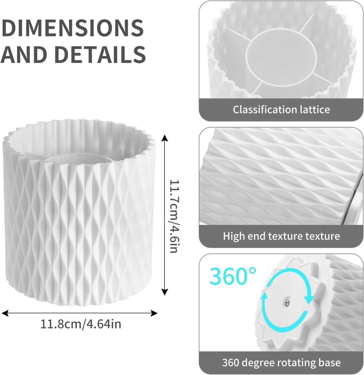 Makeup Brush Holder Organizer - 360° Rotating Makeup Brush Organizer 5 Slot Make up Brushes Cup for Cosmetics, Lipsticks, Bathroom Vanity Desktop Storage (White)