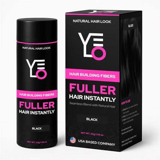 VELO Hair Building Fibers for Thinning Hair –BLACK Hair Fibers for Men & Women – Covers Bald Spots, Hairline Powder, Hair Thickening Fibers – Hair Filler Powder for Fuller-Looking Hair – 30g