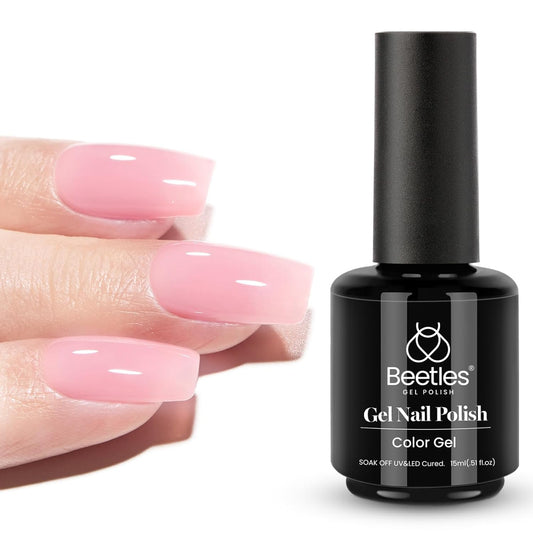 Beetles Jelly Pink Gel Nail Polish, 15ML Baby Pink Sheer Clear Jelly Spring Summer Gel Polish