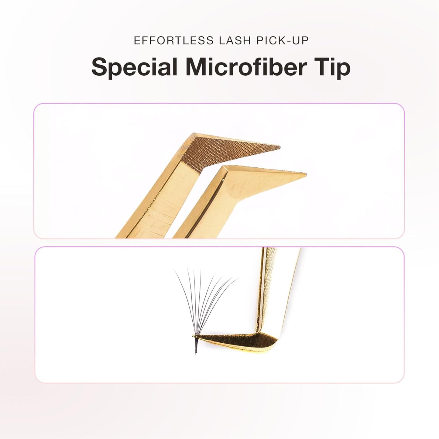 Curacoro Lash Tweezer - Professional & Precision Fiber Tip Grip Lash Tweezers for Eyelash Extensions, Multi Shapes & Purposes Tweezers for Volume, Isolation & Classic Lashes (Gold, Only Fan)