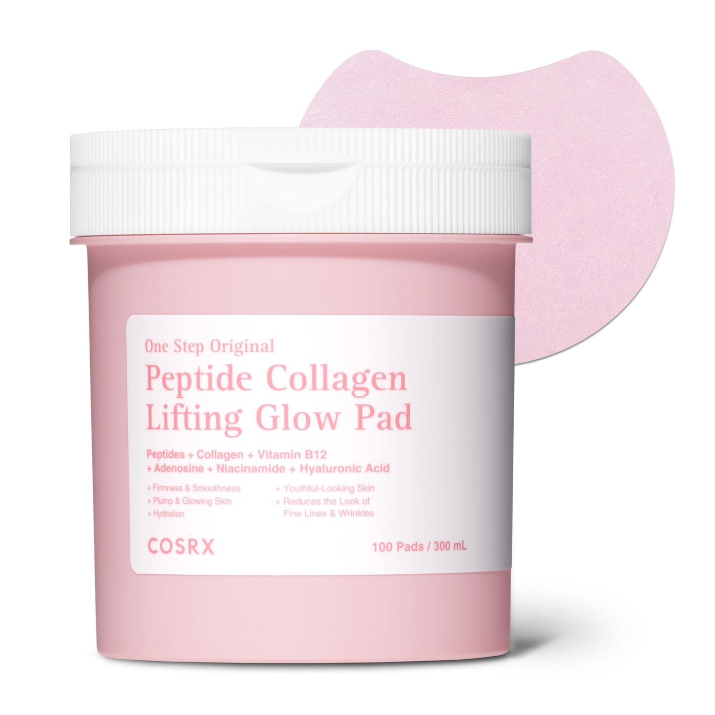 COSRX OneStep Peptide Collagen Toner Pads, Lifting & Glow Care (100 Pads)