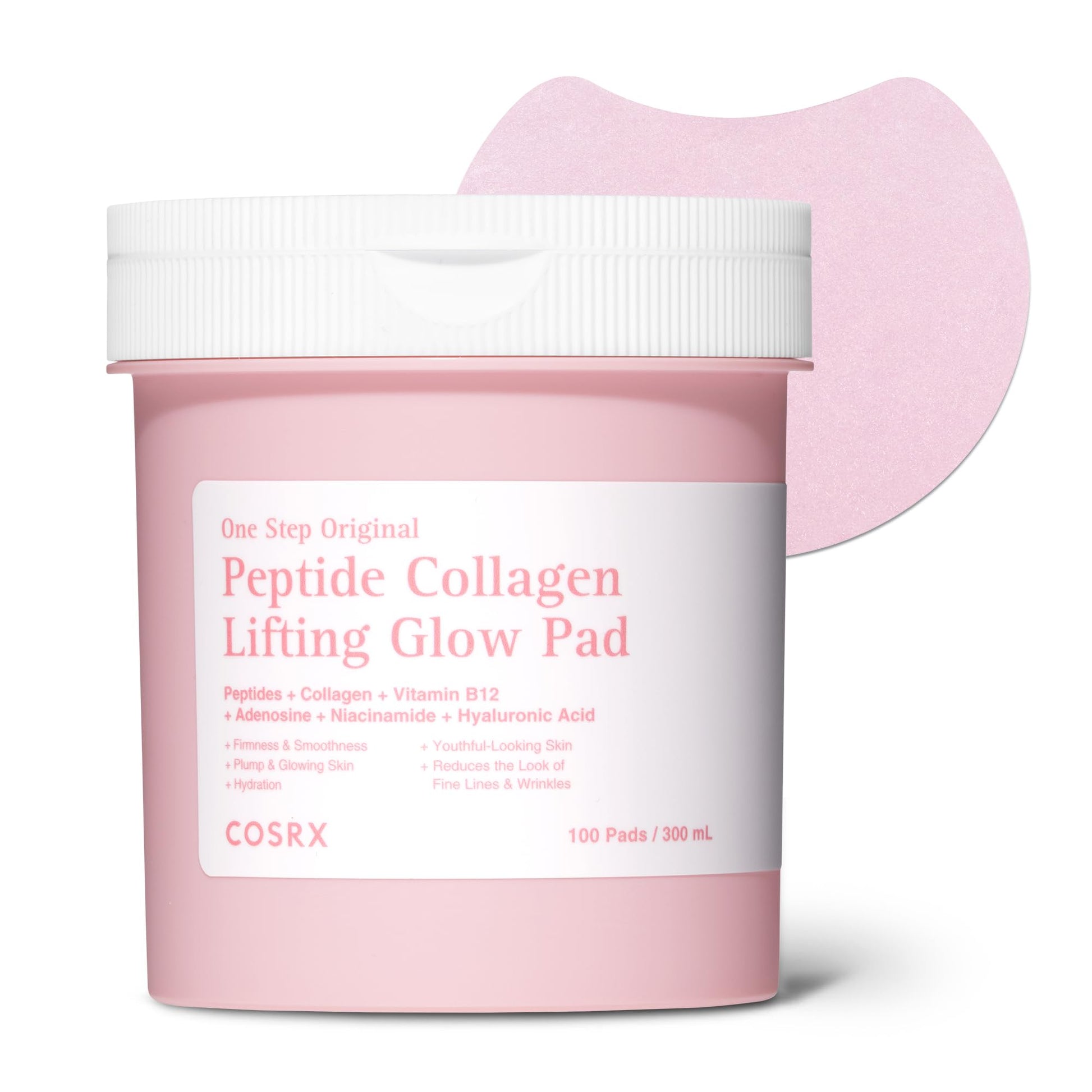 COSRX OneStep Peptide Collagen Toner Pads, Lifting & Glow Care (100 Pads)