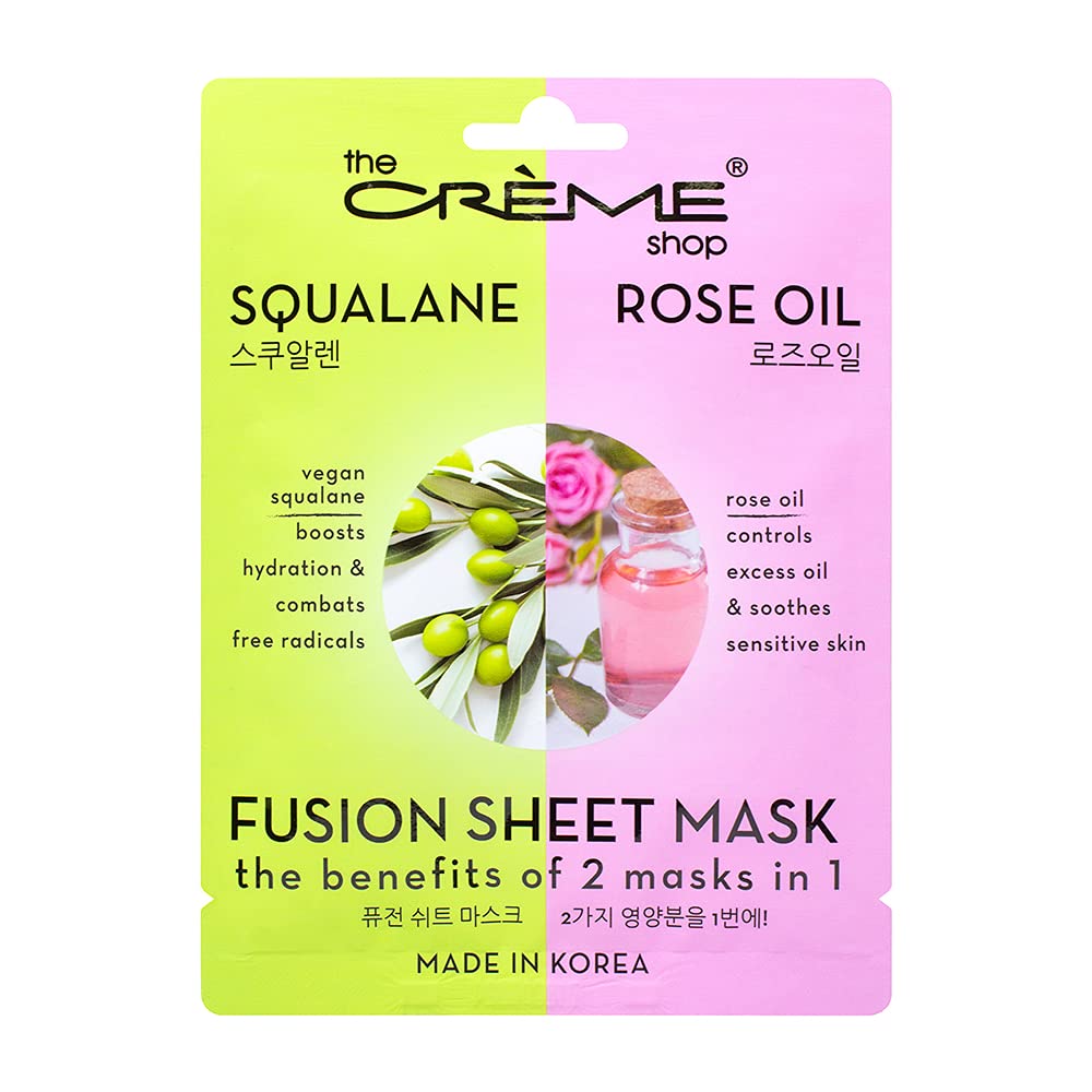 The Crème Shop Rose & Skin-Friendly Squalane Fusion Sheet Mask, Korean Sheet Mask, Rose Face Mask