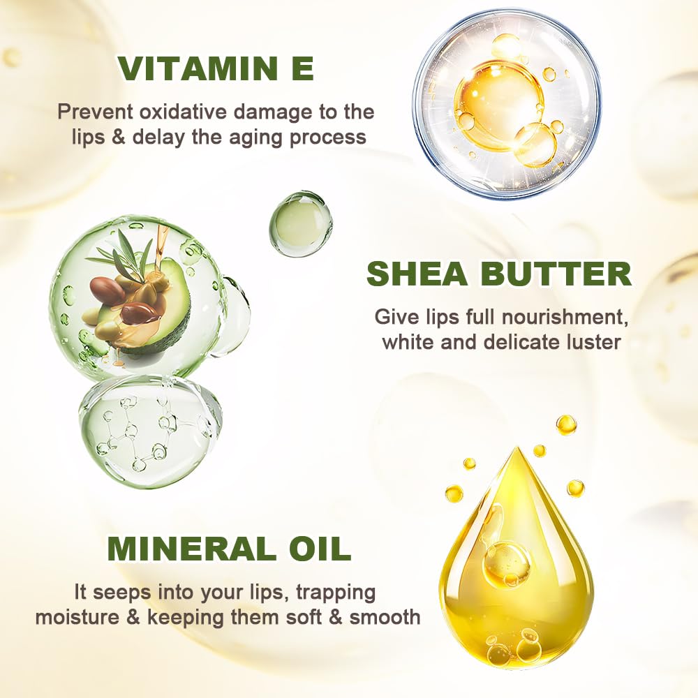 Nourishing Lip Balm for Dry & Chapped Lips, Ideal Lipstick Primer for Women, Deep Moisturization Chapstick, Vegan Tinted Lip Balm, Hydrating, Fall Winter Lip Care, 1#+2#