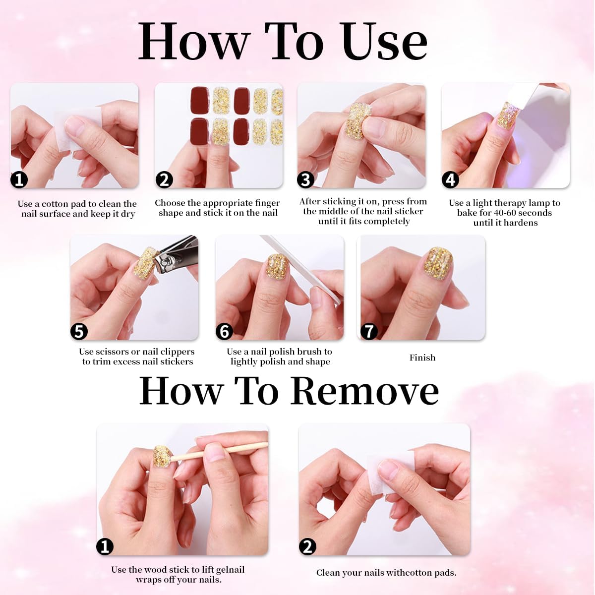 Semi Cured Gel Nail Stickers Decals 16Pcs Solid Color Nail Strips Self-Adhesive Desing Supply White Real Gel Polish Strips for Women DIY Waterproof Manicure Kit Party Nails Decoration 1 Sheets
