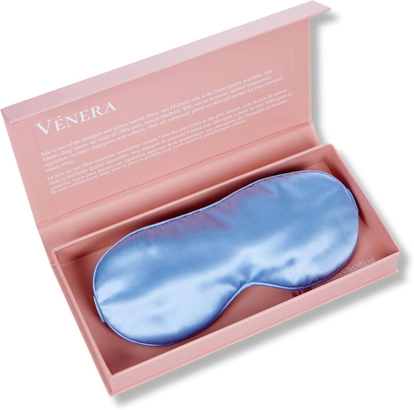 Silk Sleep Mask - 100% Pure 22 Momme Mulberry Silk Eye Sleeping Mask for Women and Men - Blackout Eye Mask for Sleeping (Blue)