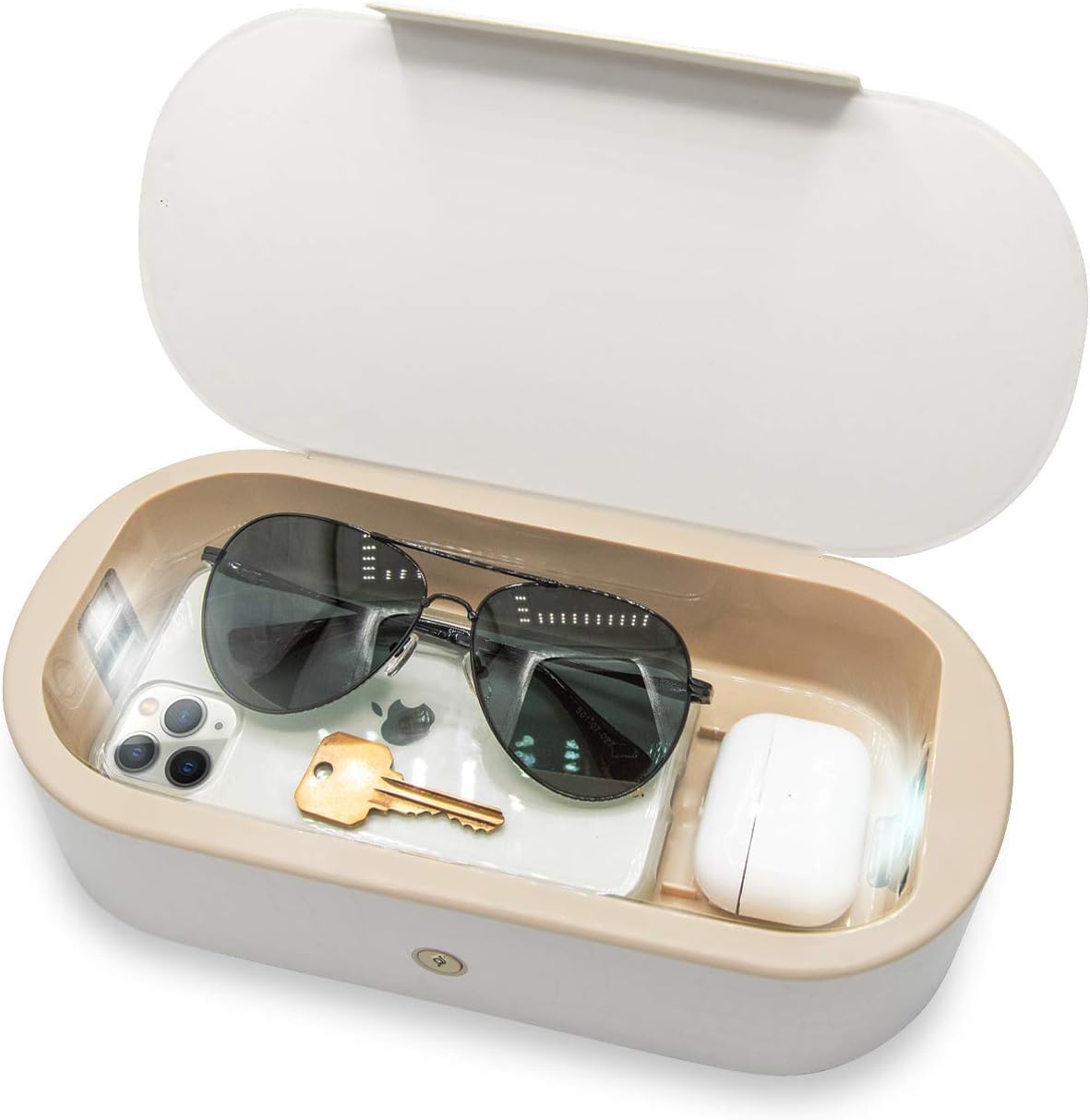 Sonix Beyond UV+O3 Sanitizer Box and Universal Charger UV and Ozone Disinfector for Phone, Mask, Makeup Brush, Nail Tool (White Croc)