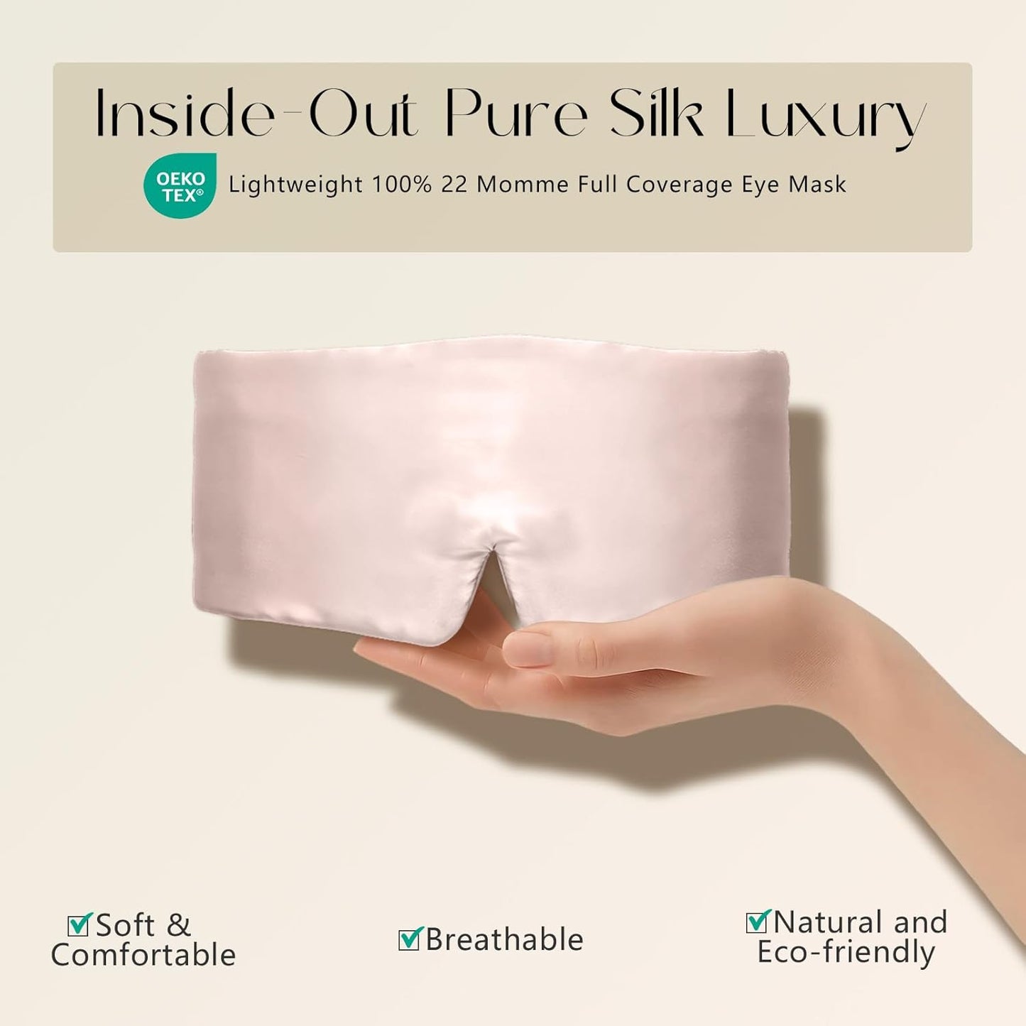 ZIMASILK 100% 22 Momme Mulberry Silk Sleep Mask - Full Silk Filled, Ultra-Soft & Breathable, Face-Hugging Blackout Eye Cover for Sleeping (Pink)