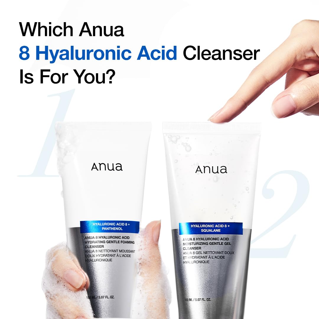 ANUA Moisturizing Gentle Gel Cleanser, Hydrating Face Wash with Hyaluronic Acid & Squalane, pH