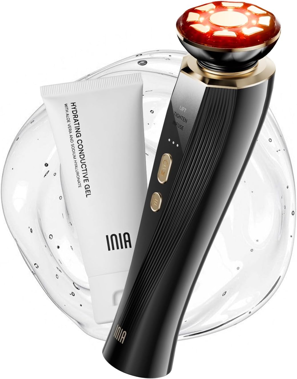 INIA 3-in-1 Red Light Therapy for Face and Neck Beauty Device for Puffiness & Skin Firming Skincare Tool