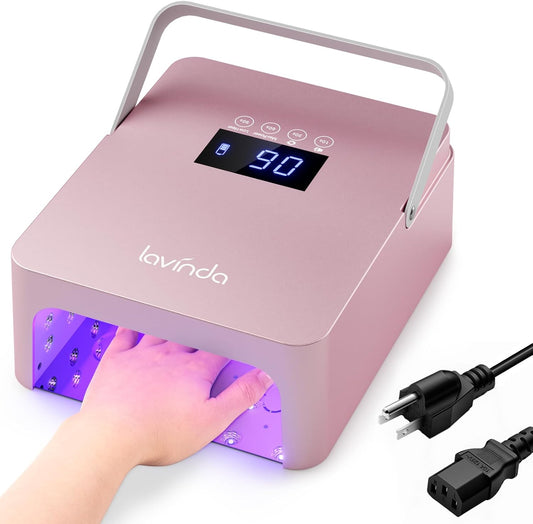 Lavinda 60W Large UV LED Nail Lamp with Portable Handle, Rechargeable 5200mAh Nail Dryer with Dual
