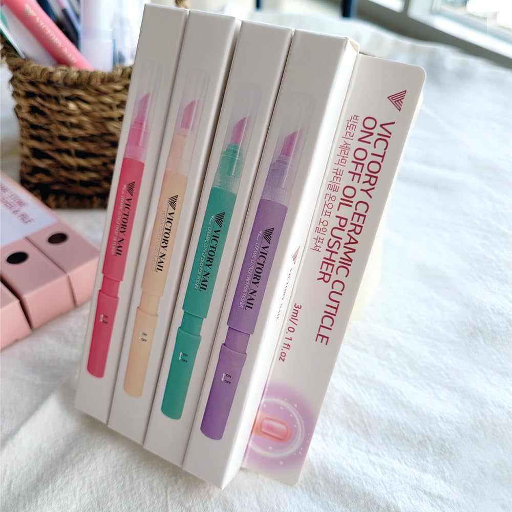 1PCS Ceramic Cuticle On/Off Oil Pusher Cuticle Pusher (Pink)