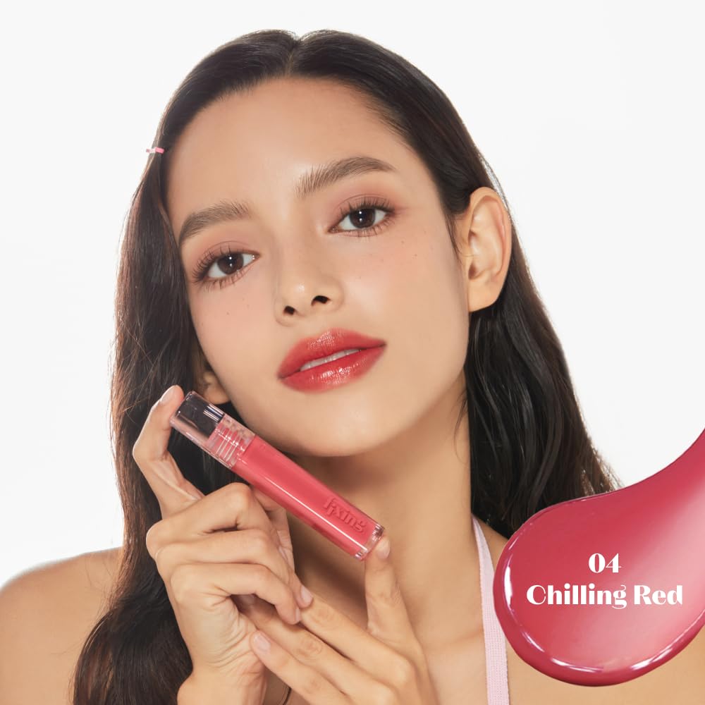 ETUDE Glow Fixing Tint #4 Chilling Red | Non-Sticky Glossy Shine Lip Stain | Fills up with