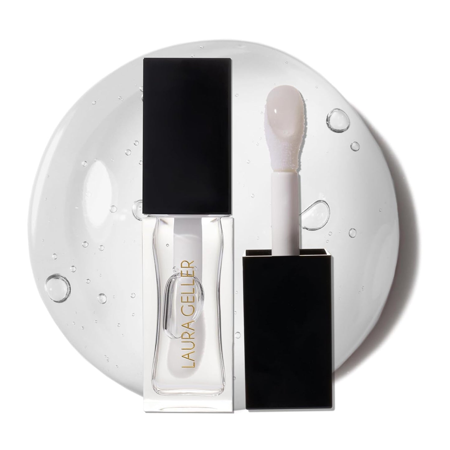 LAURA GELLER NEW YORK Fine Shine Glossy Lip Oil, Glass Half Full - Hydrating Squalane - Clear Lip Gloss