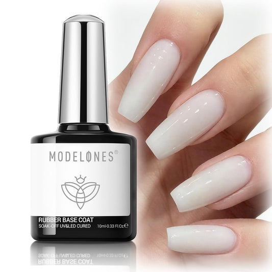 modelones Milky White Rubber Gel Base Coat, 6 in One Builder for Strengthen Apex Building Extension