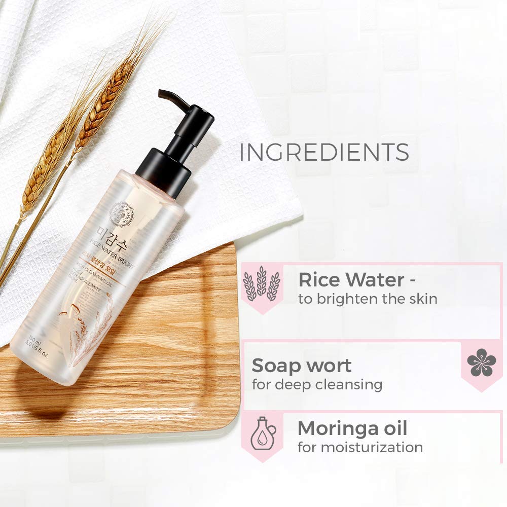 THE FACE SHOP Rice Water Bright Rich Cleansing Oil | Completely Removes Skin Impurities & Deep