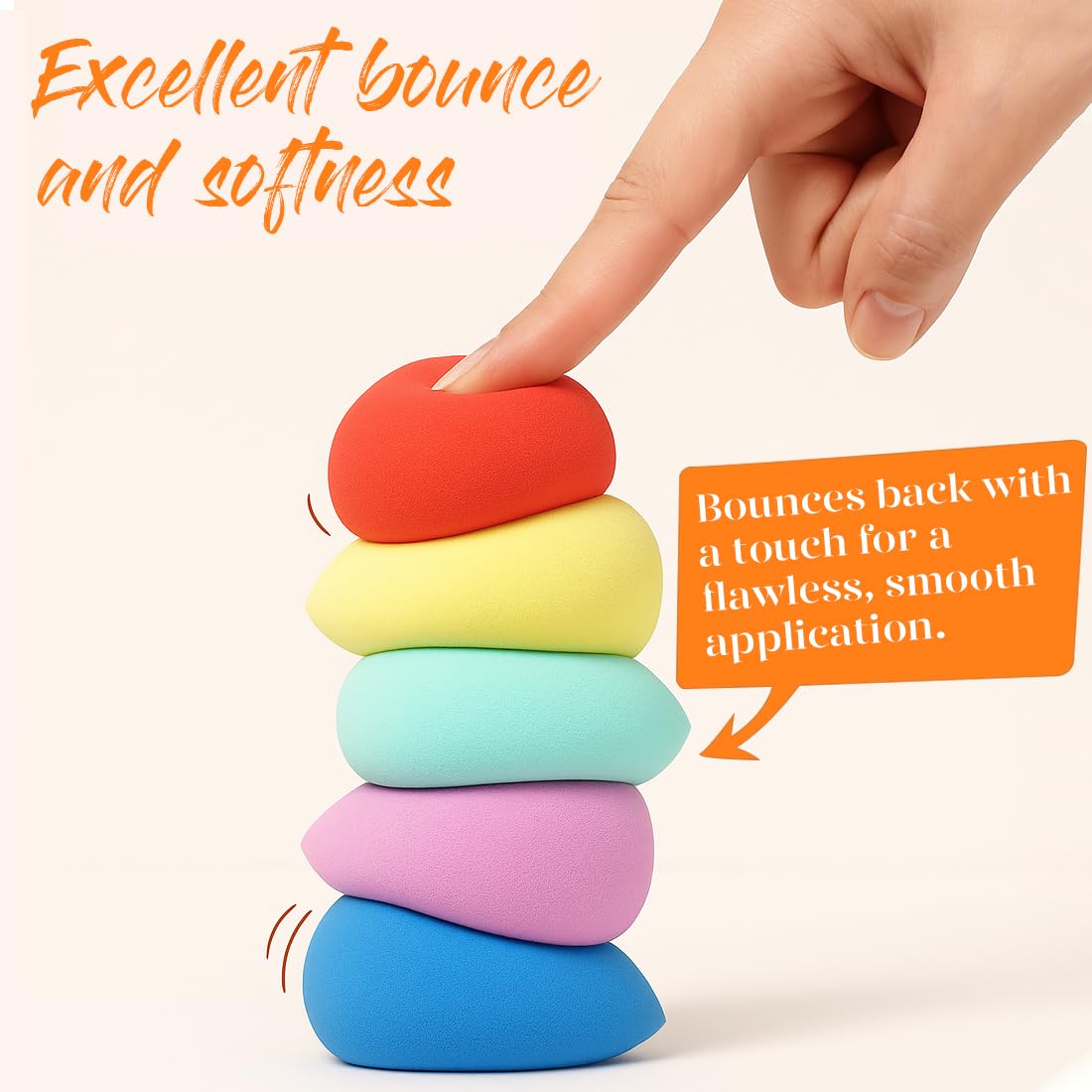 BEAKEY Makeup Sponge Set, 5 Pack Foundation Beauty Sponges & Soft Blenders