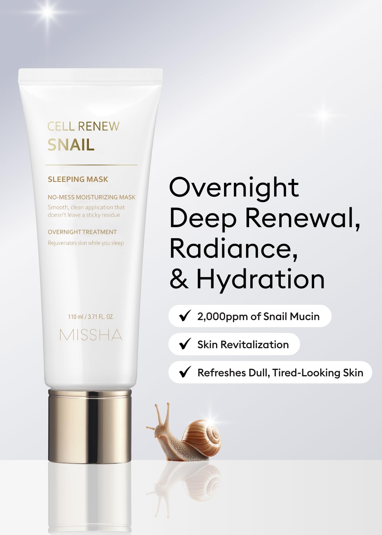 MISSHA Cell Renew Snail Sleeping Mask Korean Overnight Face Mask 3.71 oz