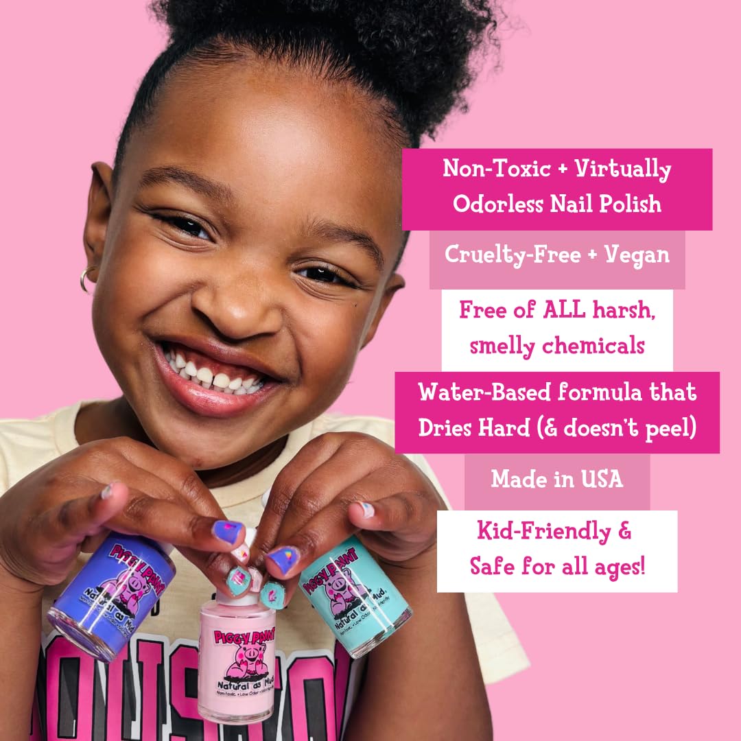 PIGGY PAINT Scented 100% Non-toxic Girls Nail Polish - Safe, Chemical Free Low Odor for Kids, 4 Pack Kit (Scented Silly Unicorns)