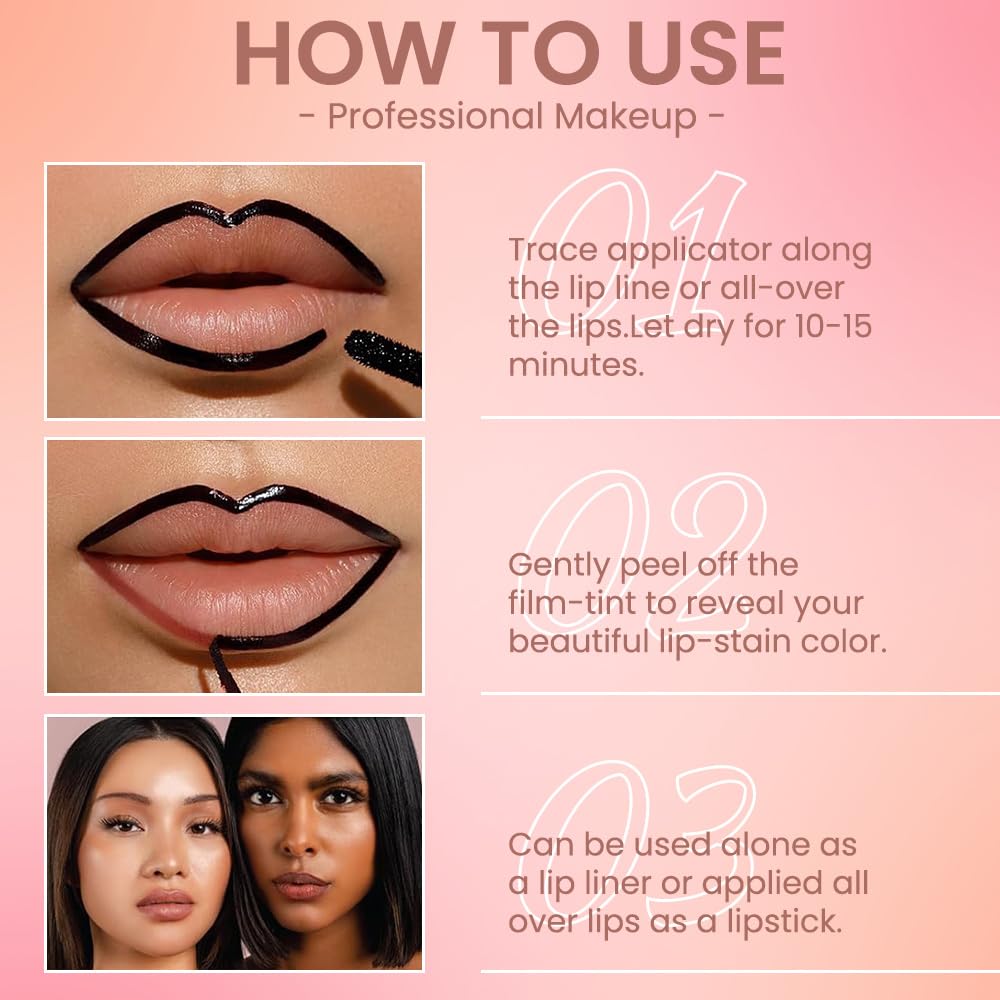 Matte Liquid Lip Stain Peel Off Lip Liner Tattoo -Warm Camel, Waterproof Smudge-Proof Lip Gloss, Long-Lasting Non-Stick Cup Formula, Natural Peel Off Design for All Skin Types #01