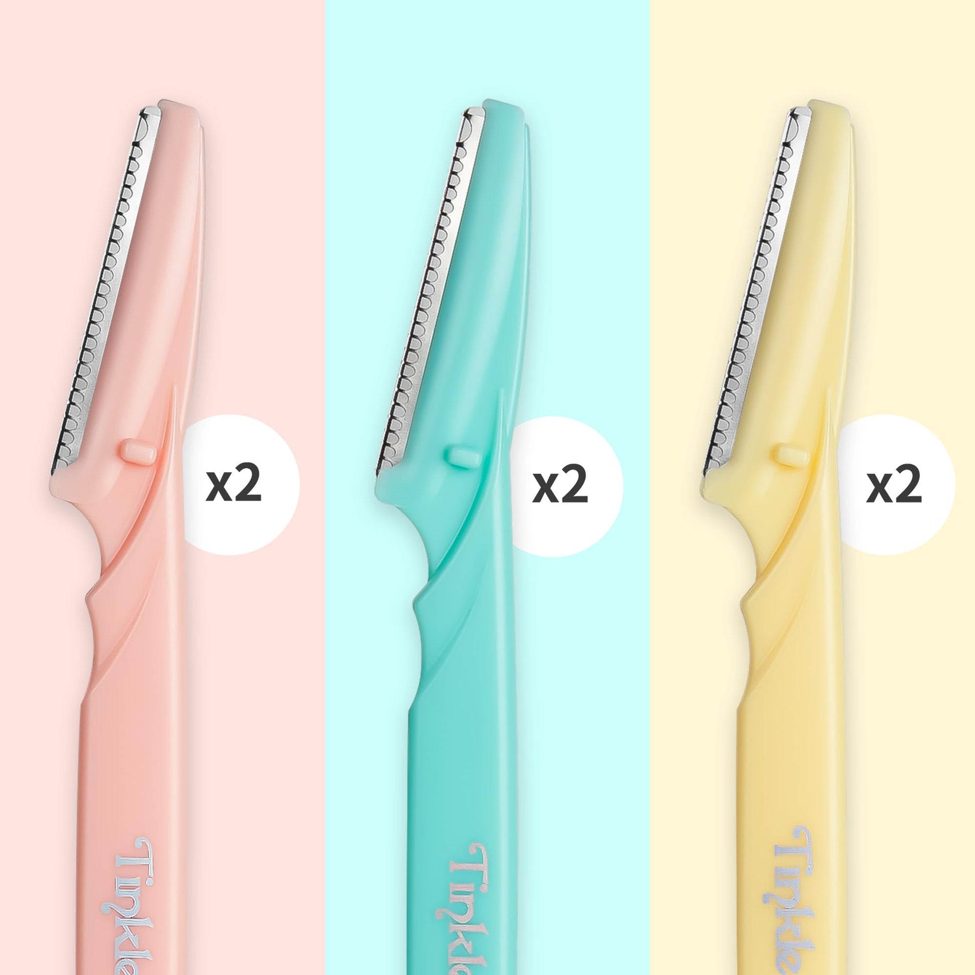 Tinkle Dermaplaning Tool 6ct, Dermaplane Razor for Women, Safe and Easy Peach Fuzz Remover, Eyebrow