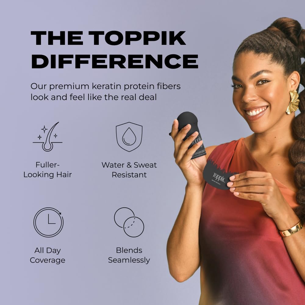 Toppik Hair Building Fibers, Auburn, 0.11 Ounce Fill In Fine or Thinning Hair, Instantly Thicker